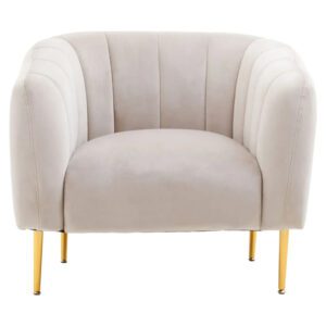 York Velvet Armchair In Silver Grey With Gold Metal Legs