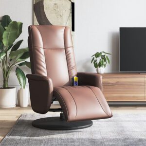 Madera Faux Leather Recliner Chair With Footrest In Brown