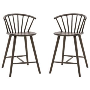 Cairo Mocha Wooden Bar Stools In Pair