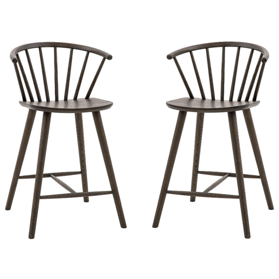 Cairo Mocha Wooden Bar Stools In Pair