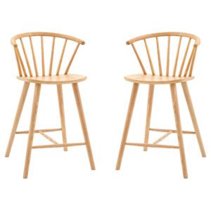 Cairo Natural Wooden Bar Stools In Pair