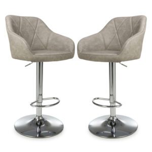 Salta Mink Leather Effect Bar Stools In Pair