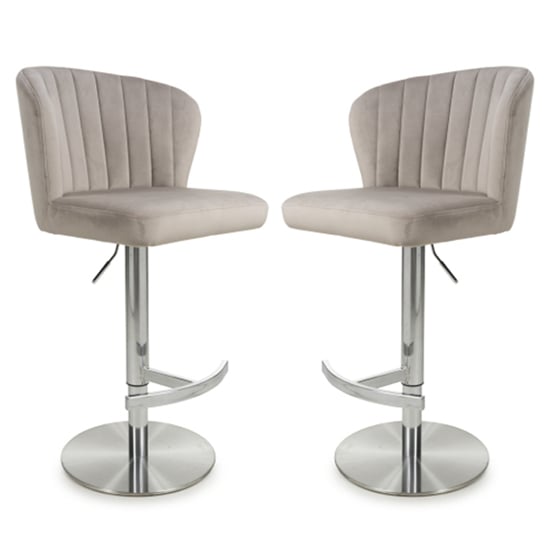 Salvo Mink Brushed Velvet Bar Stools In Pair