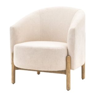 Taranto Fabric Armchair In Natural With Wooden Legs