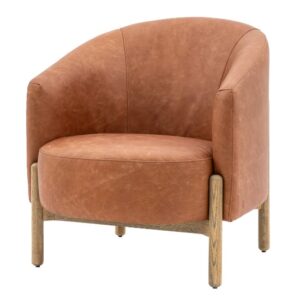 Taranto Faux Leather Armchair In Vintage Brown