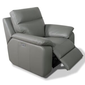Cassis Electric Leather Recliner Armchair In Fume