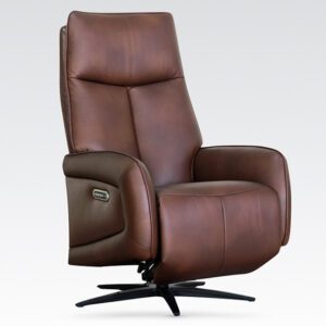 Prato Leather Swivel Recliner Armchair In Dark Brown