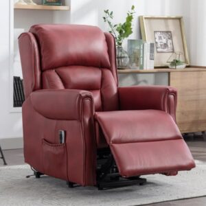 Salvo Electric Leather Lift And Tilt Recliner Armchair In Burgandy