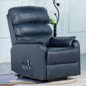 Sanur Electric Leather Lift And Tilt Recliner Armchair In Navy