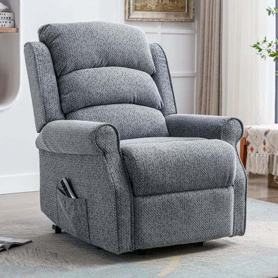 Warth Electric Fabirc Single Motor Recliner Armchair In Steel Blue