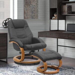 103.5cm High Back PU Leather Recliner Armchair with Footstool