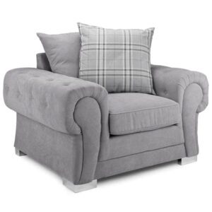 Verna Scatterback Fabric Armchair In Grey