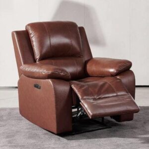 Parker Faux Leather Electric Recliner Armchair In Dark Tan