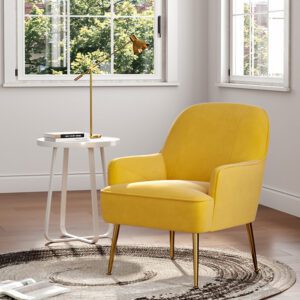 2ft Leisure Velvet Armchair with Gold-Plated Metal Legs