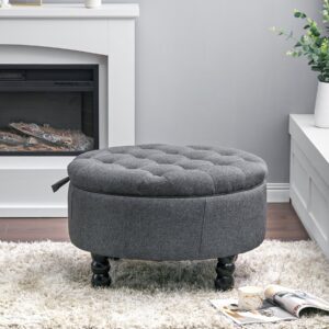 70cm Dia Tufted Round Cocktail Ottoman Storage Footstool