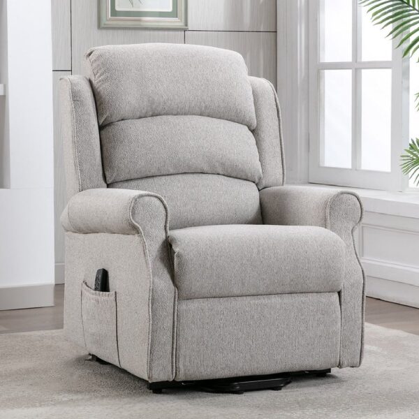 Alanya Fabric Electric Recliner Chair In Linen