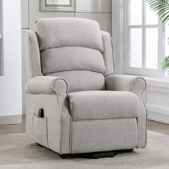 Alanya Fabric Electric Recliner Chair In Linen
