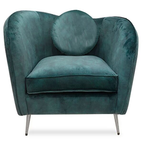 Alcoa Velvet Armchair With Wooden Legs In Green