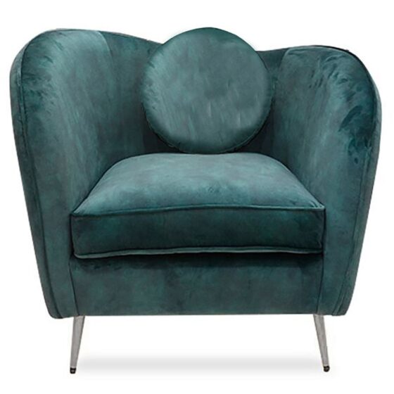 Alcoa Velvet Armchair With Wooden Legs In Green