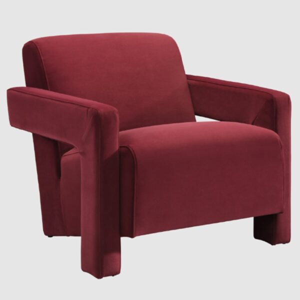 Alpine Velvet Armchair In Burgundy