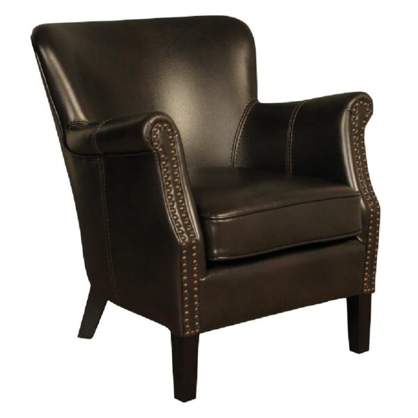 Aquarii Leather Armchair With Wooden Legs In Brown