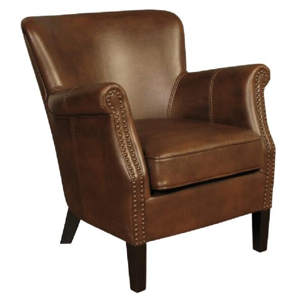 Aquarii Leather Armchair With Wooden Legs In Tan