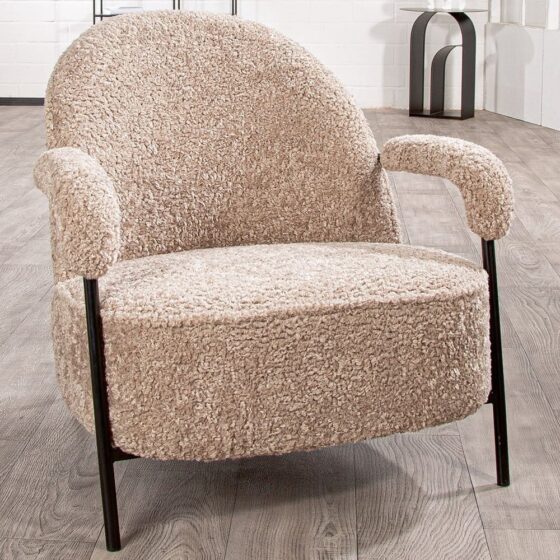 Ashburn Fabric Armchair With Black Frame In Beige