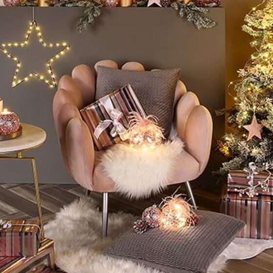 Assago Velvet Armchair With Metal Legs In Pink