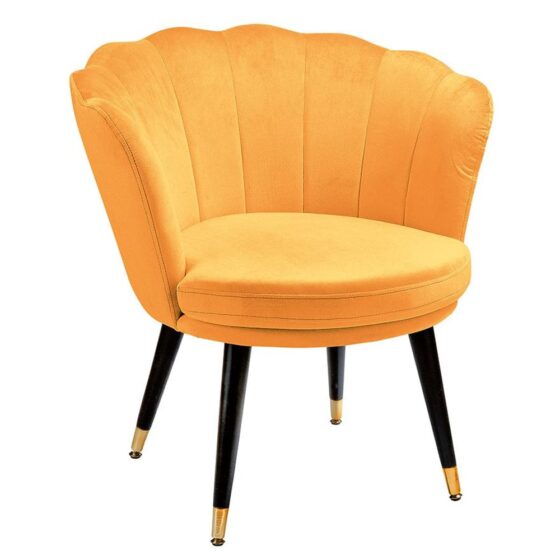 Auburn Velvet Armchair With Wooden Legs In Yellow