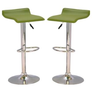 Belita Green PVC Bar Stools With Chrome Base In Pair