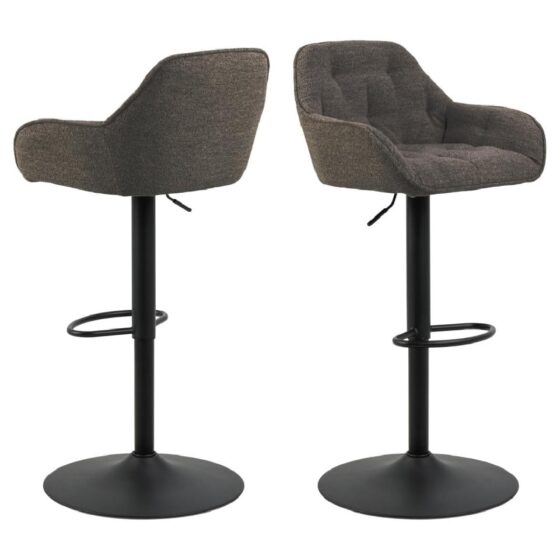 Bilbao Taupe Fabric Bar Stools With Black Base In Pair