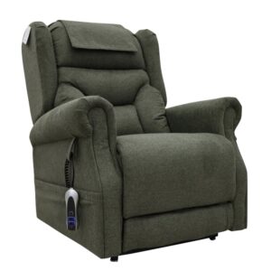 Boise Fabric Dual Motor Lift Tilt Recliner Chair In Olive