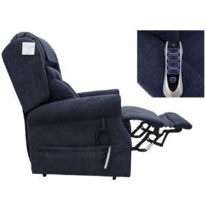 Boise Fabric Quad Motor Lift And Tilt Recliner Chair In Deep Blue