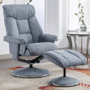 Brixton Fabric Recliner Chair With Stool In Lisbon Marine