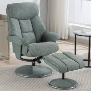 Brixton Fabric Recliner Chair With Stool In Lisbon Teal