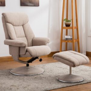 Brixton Fabric Recliner Chair With Stool In Lisbon Wheat