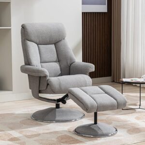 Brixton Fabric Recliner Chair With Stool In Lisbon Silver