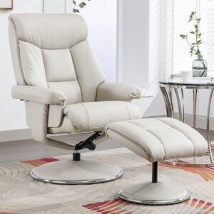 Brixton Faux Leather Recliner Chair With Stool In Mushroom