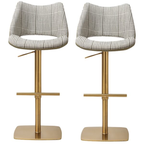Cardwell Olive Leather Fabric Bar Stools With Gold Base In Pair