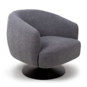 Cary Fabric Lounge Chair With Black Metal Base In Grey