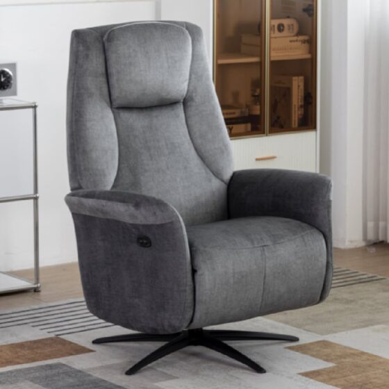 Casey Fabric Electric Recliner Chair In Grey