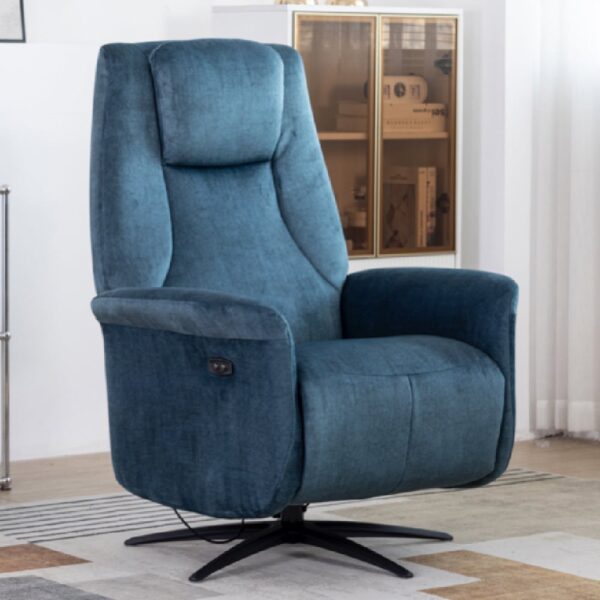 Casey Fabric Electric Recliner Chair In Ocean Blue