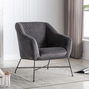 Carteret Fabric Accent Chair With Black Metal Legs In Cinder