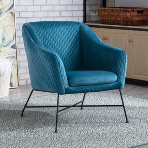 Carteret Fabric Accent Chair With Black Metal Legs In Federal Blue