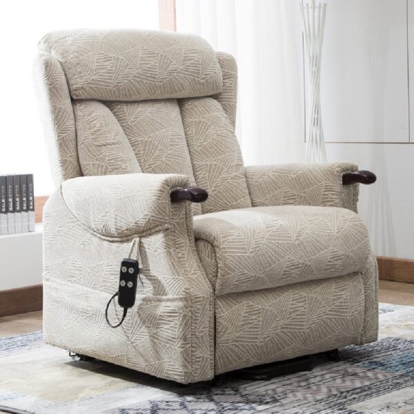 Dallas Fabric Electric Recliner Chair In Cream