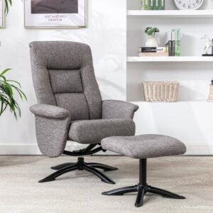 Delray Fabric Recliner Chair With Stool In Beige