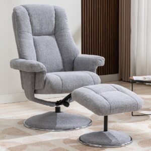 Dollis Fabric Recliner Chair With Stool In Dove