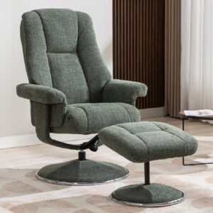 Dollis Fabric Recliner Chair With Stool In Fern