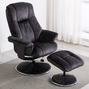 Dollis Fabric Recliner Chair With Stool In Liquorice