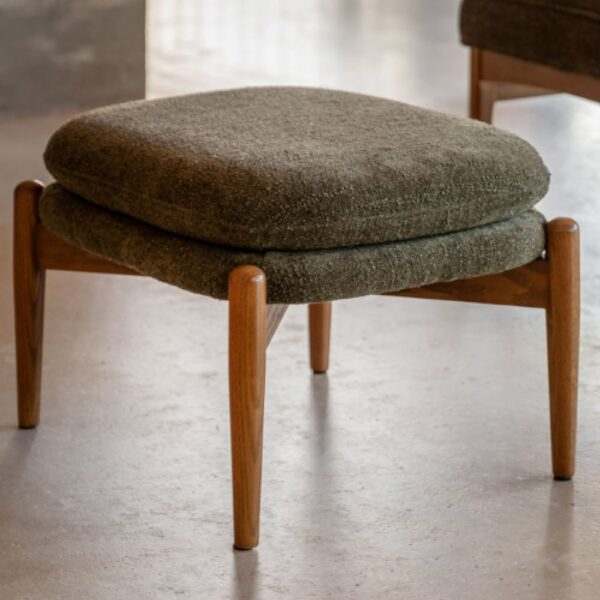 Dotson Fabric Footstool With Wooden Frame In Green